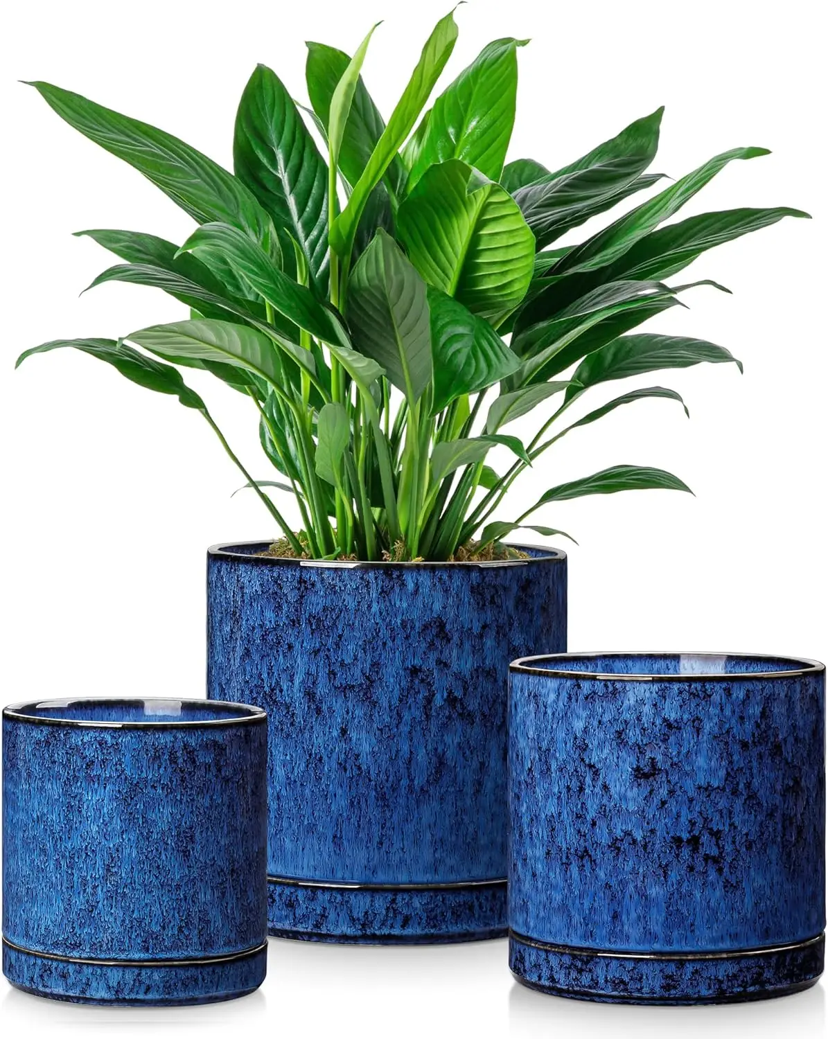 3-Piece Ceramic Plant Pots with Drainage, 4.25-6.25 Inch Indoor Flower Pots for Succulents, Pothos, Snake Plants (Blue)
3-Piece Ceramic Plant Pots with Drainage, 4.25-6.25 Inch Indoor Flower Pots for Succulents, Pothos, Snake Plants (Blue)