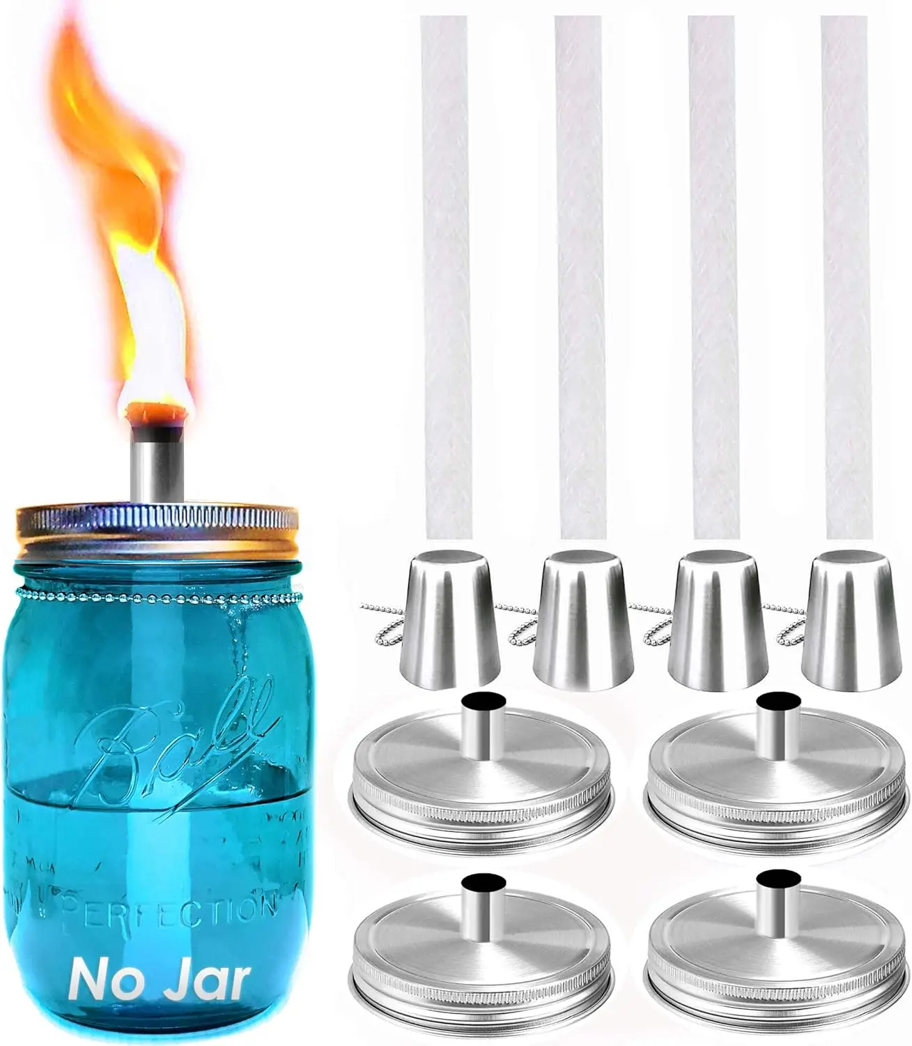 Mason Jar Torch Kits, 4 Pack Longlife Fiberglass Wicks, Stainless Steel Lids, Outdoor Deck Oil Lamp, Patio Decor
Mason Jar Torch Kits, 4 Pack Longlife Fiberglass Wicks, Stainless Steel Lids, Outdoor Deck Oil Lamp, Patio Decor