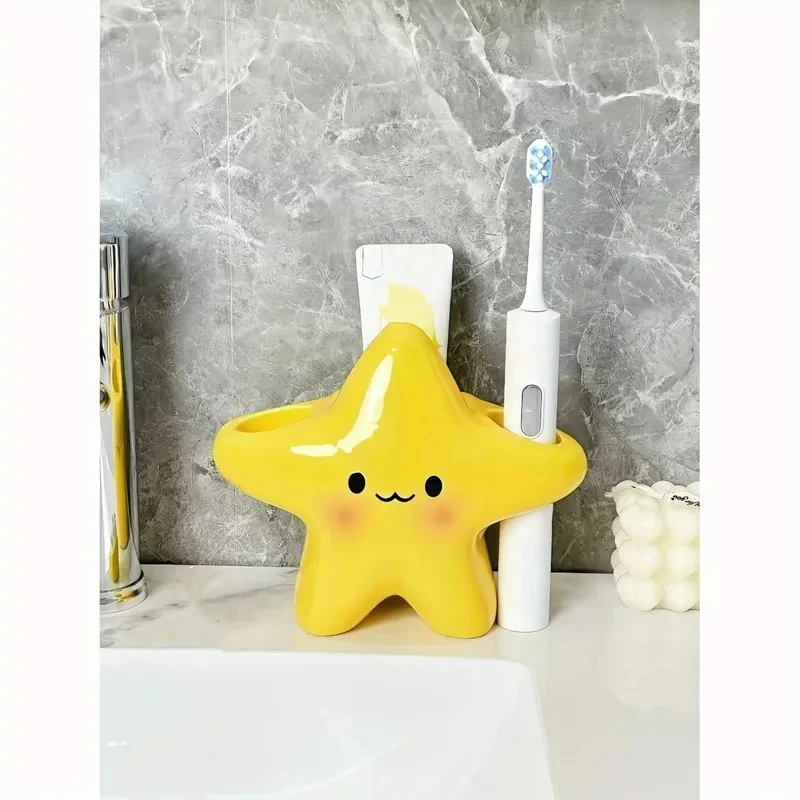 Cute Star-Shaped Toothbrush Holder Freestanding Bathroom Organizer with Cute Face Design, Space-Saving Toothbrush & Toothpaste
Cute Star-Shaped Toothbrush Holder Freestanding Bathroom Organizer with Cute Face Design, Space-Saving Toothbrush & Toothpaste