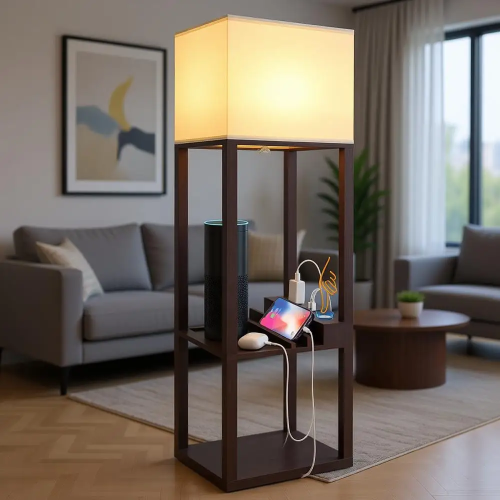 Светодиодный напольный светильник с сенсорным управлением, полками, USB-портом для зарядки, портом Type-C и розеткой, диммируемый торшер для гостиной, B
Светодиодный напольный светильник с сенсорным управлением, полками, USB-портом для зарядки, портом Type-C и розеткой, диммируемый торшер для гостиной, B