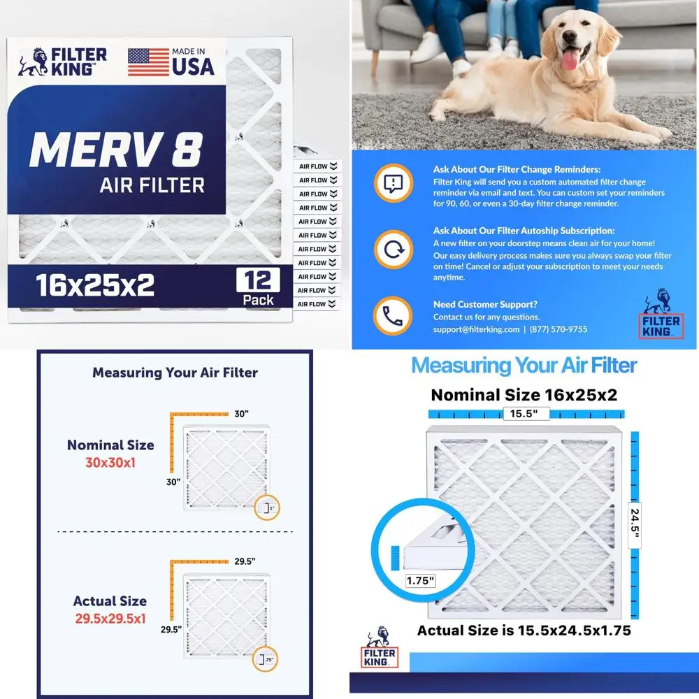 Воздушные фильтры плиссированные HVAC 16x25x2 MERV 8 Упаковка из 12 фильтров для печей кондиционера Сделано в США Реальный размер 15,5x24,5x1
Воздушные фильтры плиссированные HVAC 16x25x2 MERV 8 Упаковка из 12 фильтров для печей кондиционера Сделано в США Реальный размер 15,5x24,5x1