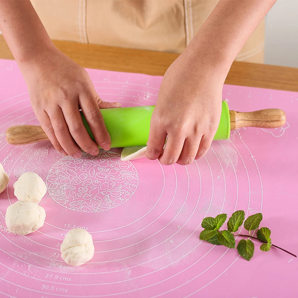 1pc Wooden Handle Silicone Rolling Pin Non-Stick Dough Roller Multi-Function Kitchen Baking Tool Pastry Roller Household Cooking 
1pc Wooden Handle Silicone Rolling Pin Non-Stick Dough Roller Multi-Function Kitchen Baking Tool Pastry Roller Household Cooking