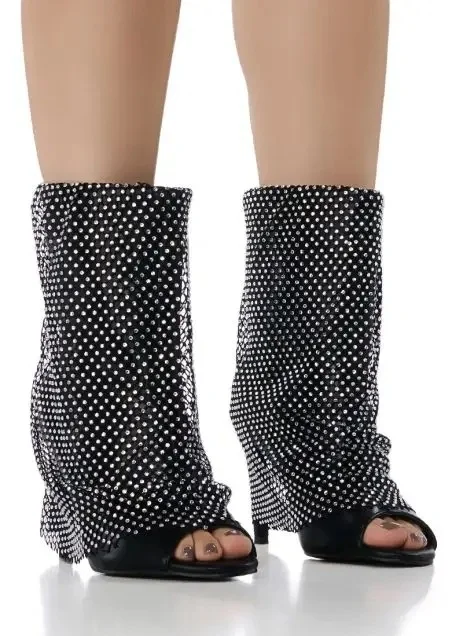 Punk Style Round Toe Rhinestone Mid-Calf Summer Women Sandals Boots Stiletto High Heel Zipper Design Large Size Cool Girl Shoes
Punk Style Round Toe Rhinestone Mid-Calf Summer Women Sandals Boots Stiletto High Heel Zipper Design Large Size Cool Girl Shoes
