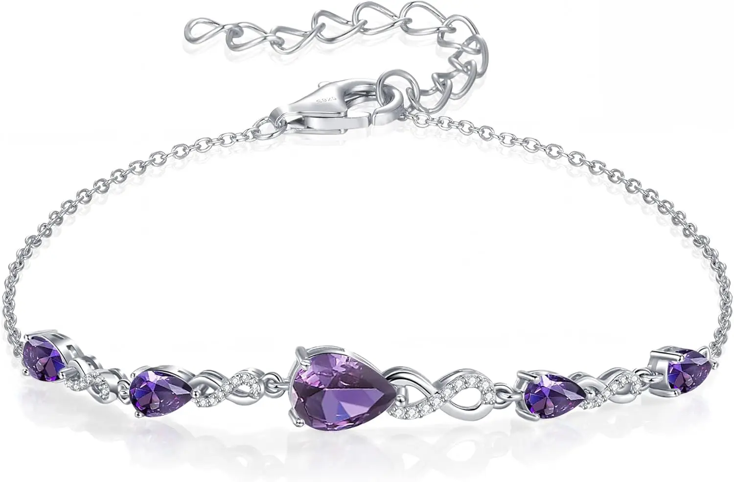 Birthstone Teardrop Infinity Bracelet for Women, Sterling Silver 9x7mm main Gemstone Charm Link Bracelet Adjustable, Anniversary
Birthstone Teardrop Infinity Bracelet for Women, Sterling Silver 9x7mm main Gemstone Charm Link Bracelet Adjustable, Anniversary