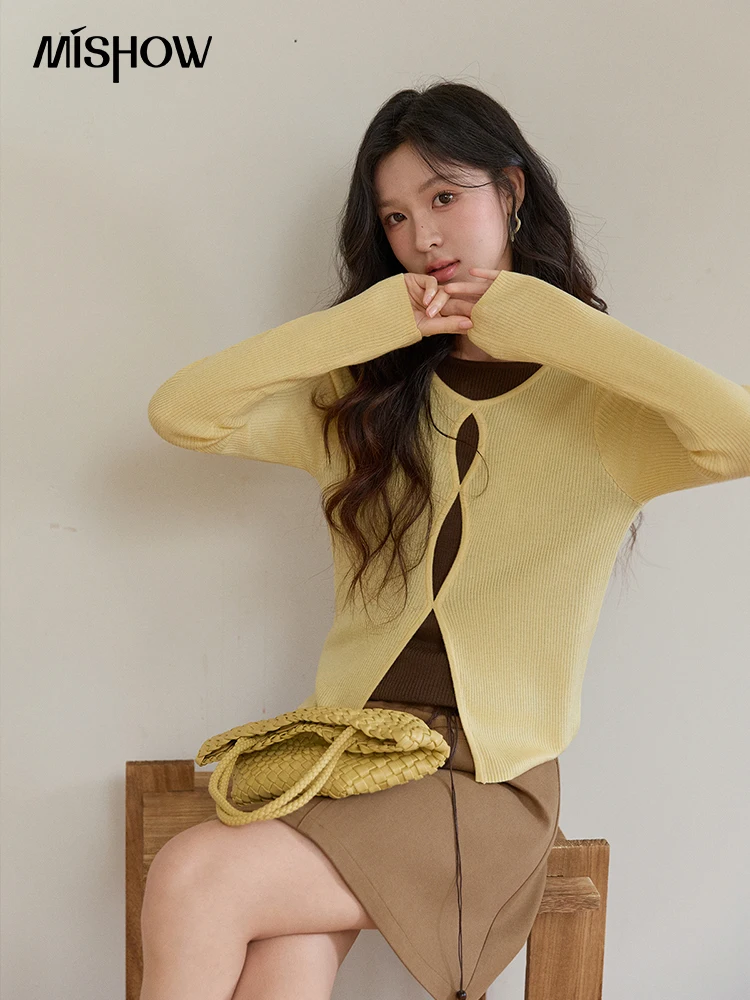 MISHOW Women's Cutout Front Ribbed Knit Top Fake Two Pcs 2026 Spring Wool Blend Casual Slim Color Blocking Knit Tops MXF13Z3018
MISHOW Women's Cutout Front Ribbed Knit Top Fake Two Pcs 2026 Spring Wool Blend Casual Slim Color Blocking Knit Tops MXF13Z3018