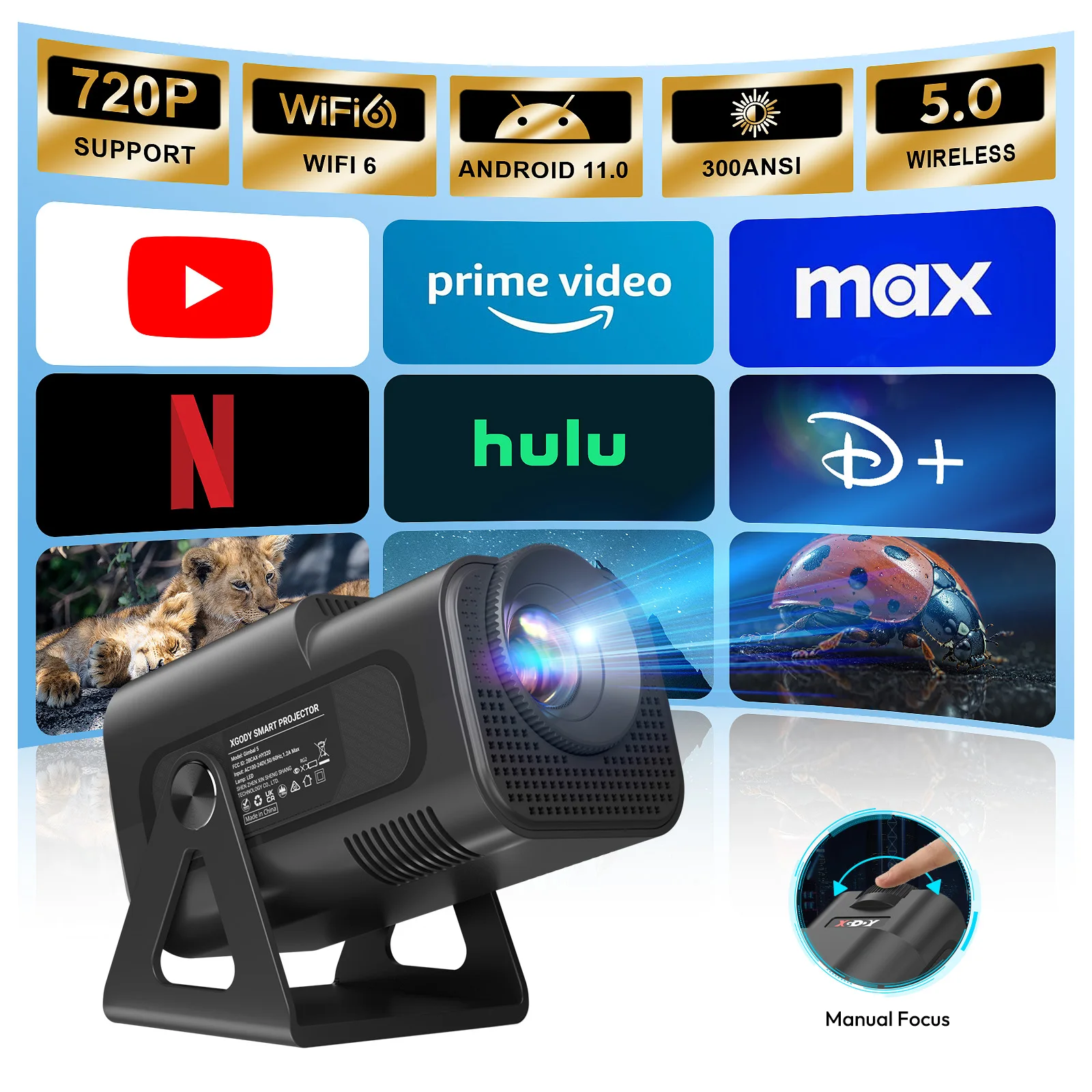 XGODY 4K UHD Mini Smart Beamer 5G WiFi Heimkino Projektor LED Bluetooth Android
XGODY 4K UHD Mini Smart Beamer 5G WiFi Heimkino Projektor LED Bluetooth Android