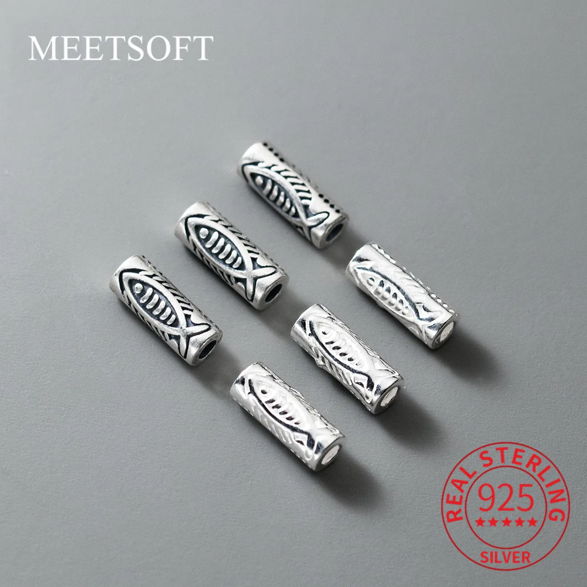 MEETSOFT S925 Sterling Silver Distressed Fish Pattern Straight Tube 4mm Beads Of DIY Handmade Bracelets Accessory Wholesale
MEETSOFT S925 Sterling Silver Distressed Fish Pattern Straight Tube 4mm Beads Of DIY Handmade Bracelets Accessory Wholesale