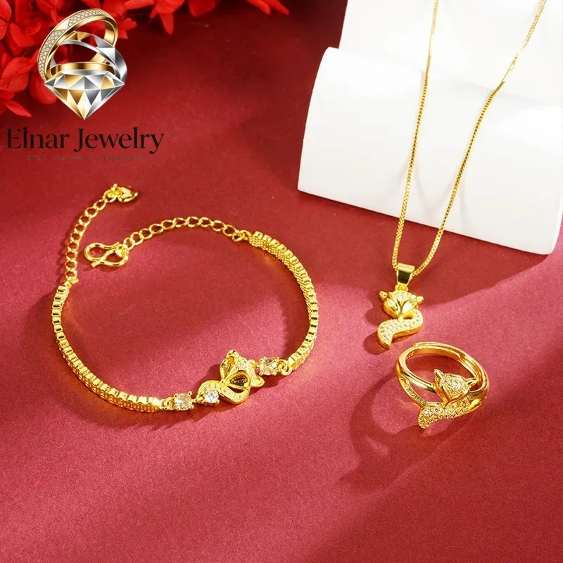 Elnar Jewelry Luxury 24K 9999 Pure Gold real gold Women's fox necklace bracelet ring suit
Elnar Jewelry Luxury 24K 9999 Pure Gold real gold Women's fox necklace bracelet ring suit