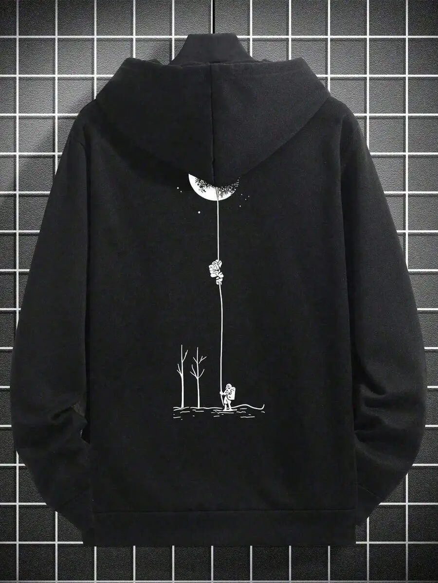 Mens Casual Moon And Astronaut Print Hooded Sweatshirt Autumn Winter
Mens Casual Moon And Astronaut Print Hooded Sweatshirt Autumn Winter