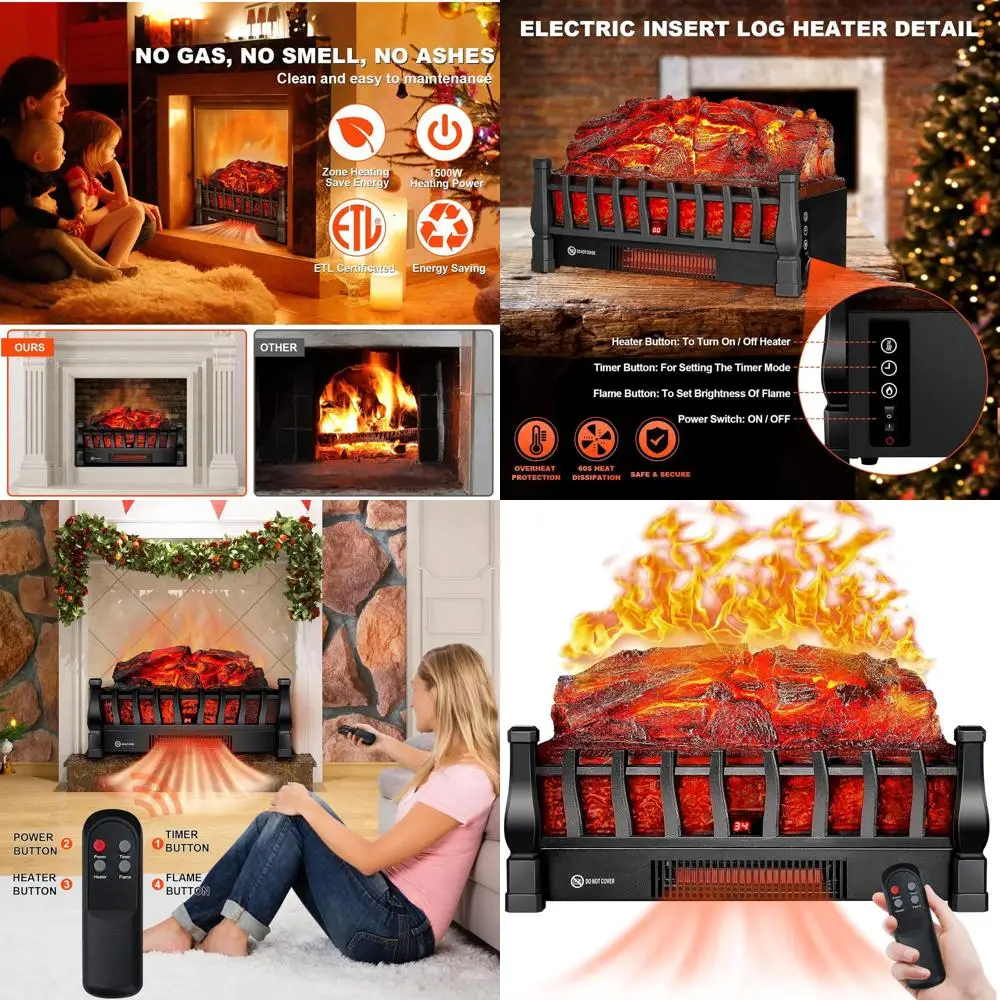 Инфракрасный электрический каминный обогреватель-вставка с пультом ДУ, 5 уровней яркости, 24-часовой таймер, защита от перегрева для дома и офиса
Инфракрасный электрический каминный обогреватель-вставка с пультом ДУ, 5 уровней яркости, 24-часовой таймер, защита от перегрева для дома и офиса