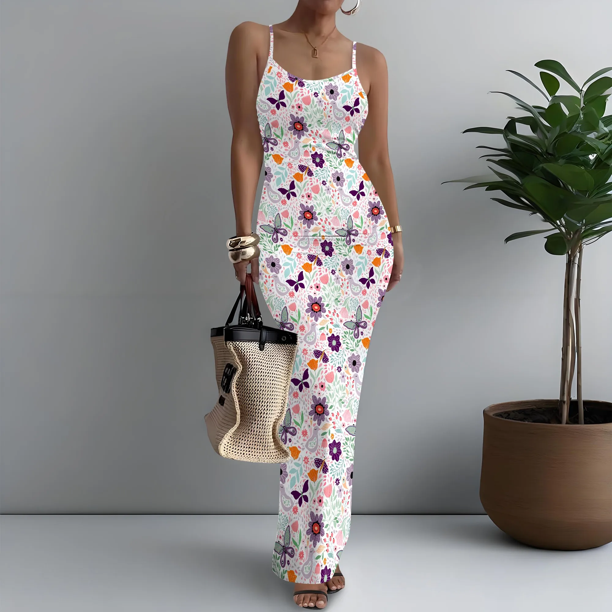 Women's Spaghetti Strap Maxi Dress Retro Vintage Butterfly Print Elastic XS-3XL
Women's Spaghetti Strap Maxi Dress Retro Vintage Butterfly Print Elastic XS-3XL
