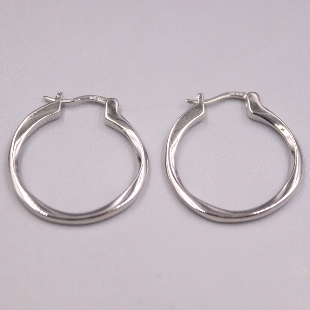 Real Solid 925 Sterling Silver Hoop Women Gift Lucky Smooth Twist Circle Earrings
Real Solid 925 Sterling Silver Hoop Women Gift Lucky Smooth Twist Circle Earrings