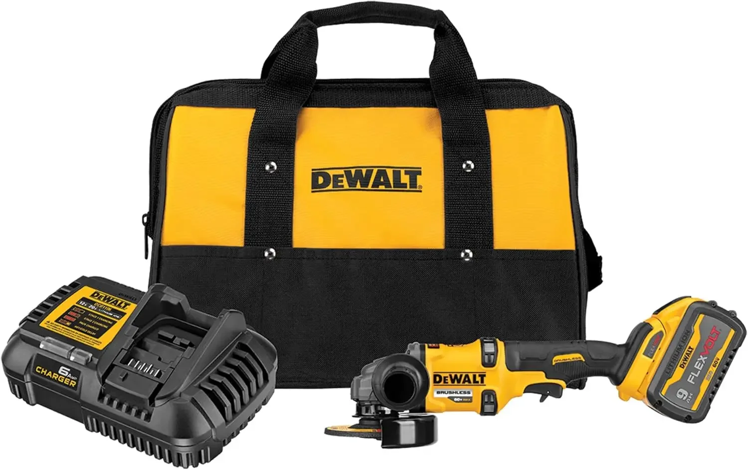 DEWALT FLEXVOLT 60V MAX* Angle Grinder with Kickback Brake Kit, 4-1/2-Inch to 6-Inch (DCG418X1)
DEWALT FLEXVOLT 60V MAX* Angle Grinder with Kickback Brake Kit, 4-1/2-Inch to 6-Inch (DCG418X1)