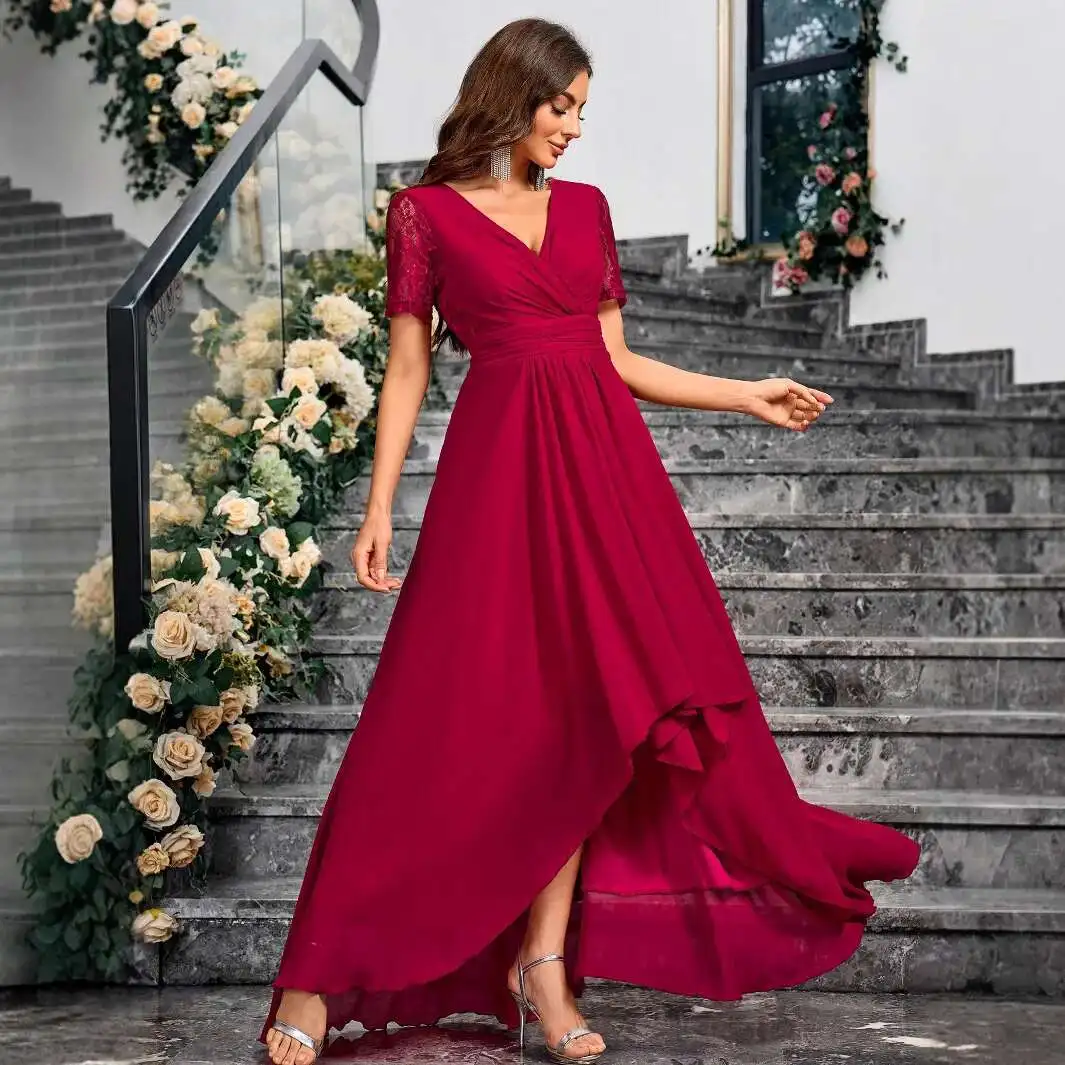 New Wine Red Bridal Dress with Elegant Temperament, Women's Dress, Evening Dress 2025 Summer Dress Robe Vestido Women Elegant
New Wine Red Bridal Dress with Elegant Temperament, Women's Dress, Evening Dress 2025 Summer Dress Robe Vestido Women Elegant