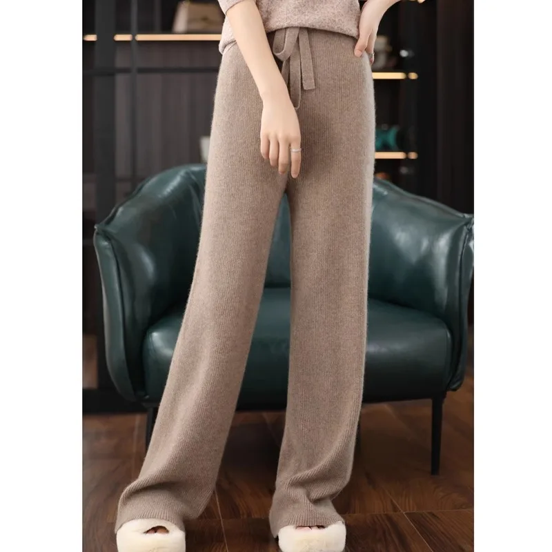 High Waist Loose Knitted Wool Wide Leg Pants Women's Draped Sweater Outerwear Straight Cut Floor-Length Trousers
High Waist Loose Knitted Wool Wide Leg Pants Women's Draped Sweater Outerwear Straight Cut Floor-Length Trousers