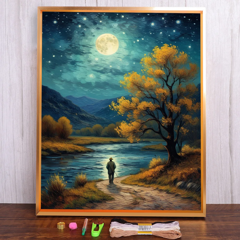 Landscape Starry Night Printed Fabric Cross-Stitch Kit DIY Embroidery Needlework Knitting Craft Handiwork Floss Home Decor Gift
Landscape Starry Night Printed Fabric Cross-Stitch Kit DIY Embroidery Needlework Knitting Craft Handiwork Floss Home Decor Gift