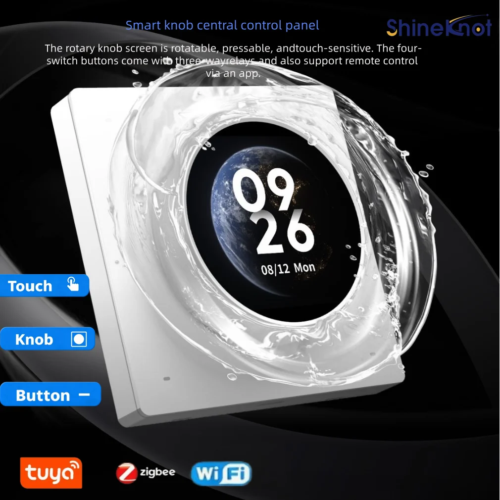 Shineknot Tuya Smart Home Knob Display Tomato Timer Wifi Switch Central Control Panel 3-Channel Relay Smart Switch
Shineknot Tuya Smart Home Knob Display Tomato Timer Wifi Switch Central Control Panel 3-Channel Relay Smart Switch