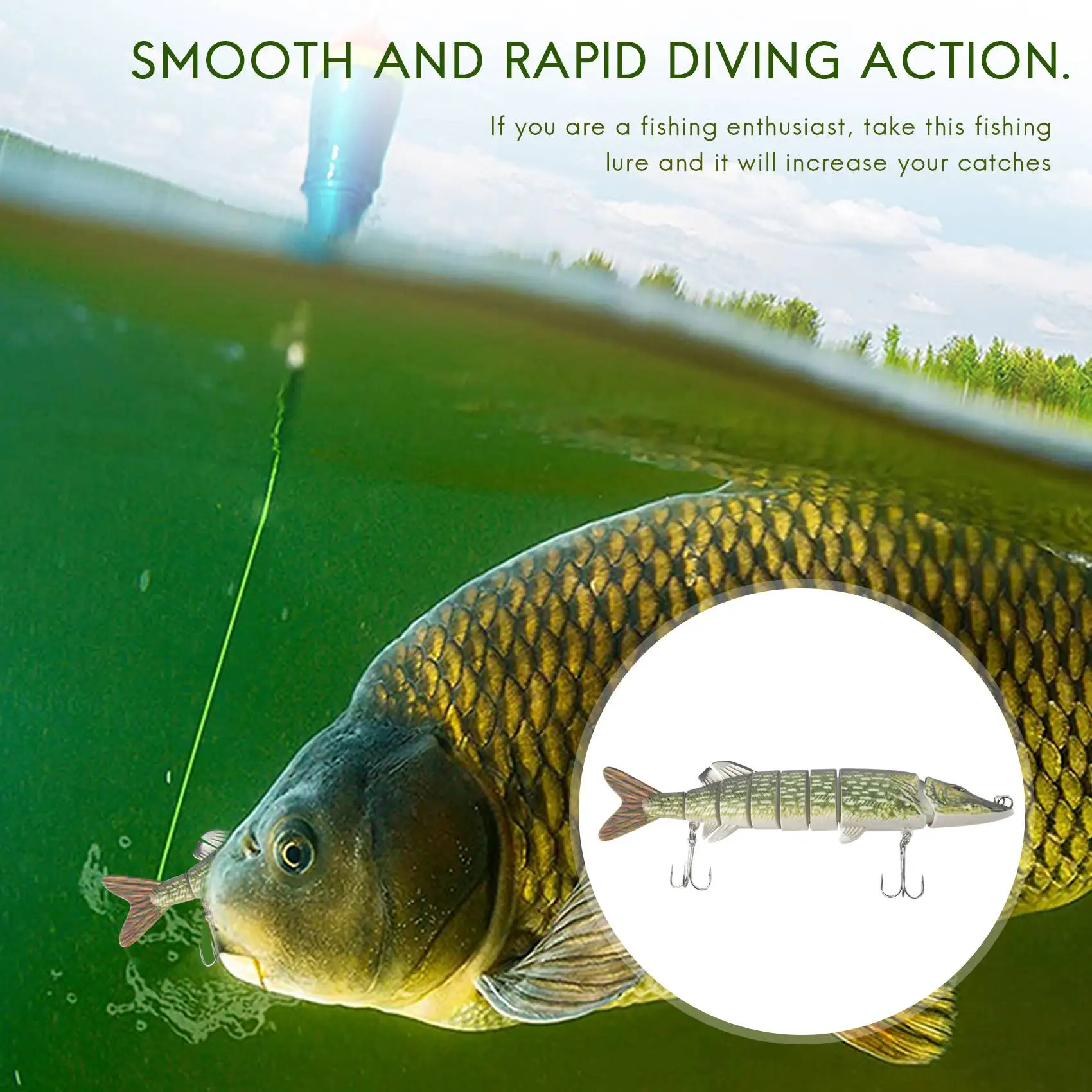 20cm 40g Lifelike Multi-jointed 8-segement Pike Muskie Fishing Lure Swimbait Crankbait Hard Bait Fish Hook Tackle ArmyGreen SSQ
20cm 40g Lifelike Multi-jointed 8-segement Pike Muskie Fishing Lure Swimbait Crankbait Hard Bait Fish Hook Tackle ArmyGreen SSQ