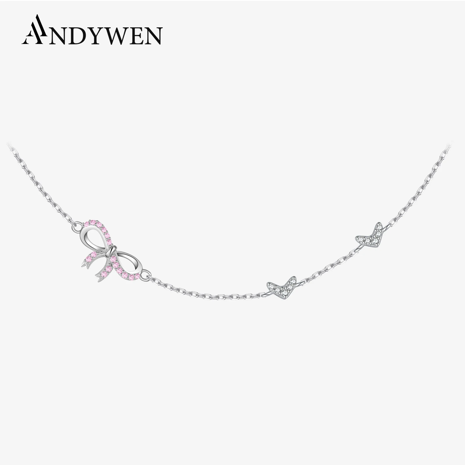 ANDYWEN 925 Sterling Silver Valentine Romantic Bow & Heart Pendant Necklace Pink CZ Zircon for Party Dating Daily Women Jewelry
ANDYWEN 925 Sterling Silver Valentine Romantic Bow & Heart Pendant Necklace Pink CZ Zircon for Party Dating Daily Women Jewelry