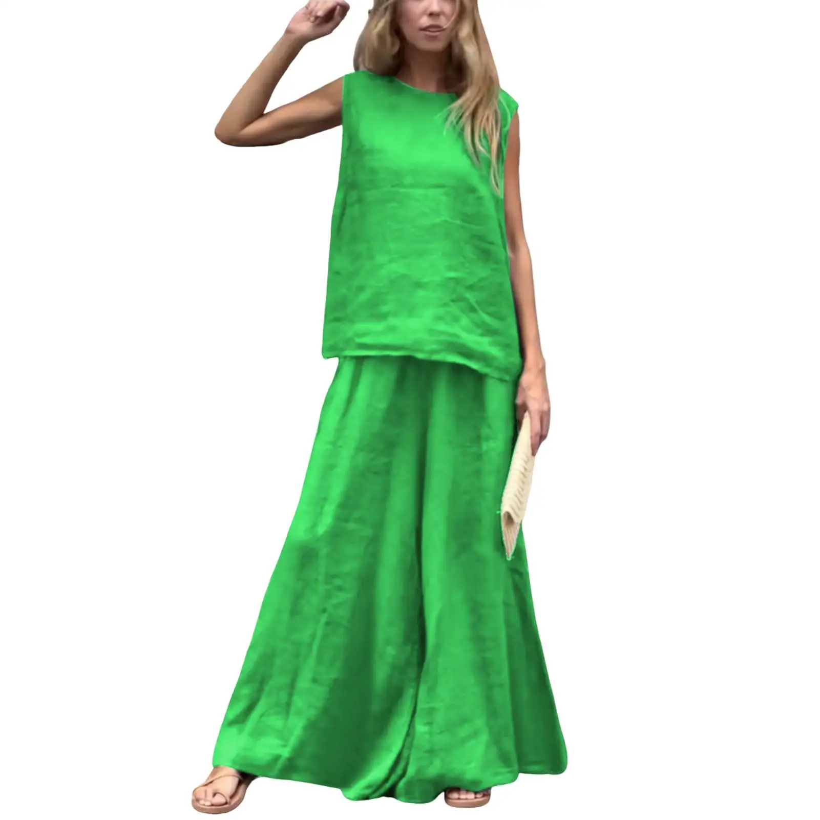 2024 Cotton Linen Women's Suit Slip Vest Wide-leg Pants Suits Female Fashion Casual 2 Piece Sets Home Casual Clothes Ladies Sets
2024 Cotton Linen Women's Suit Slip Vest Wide-leg Pants Suits Female Fashion Casual 2 Piece Sets Home Casual Clothes Ladies Sets