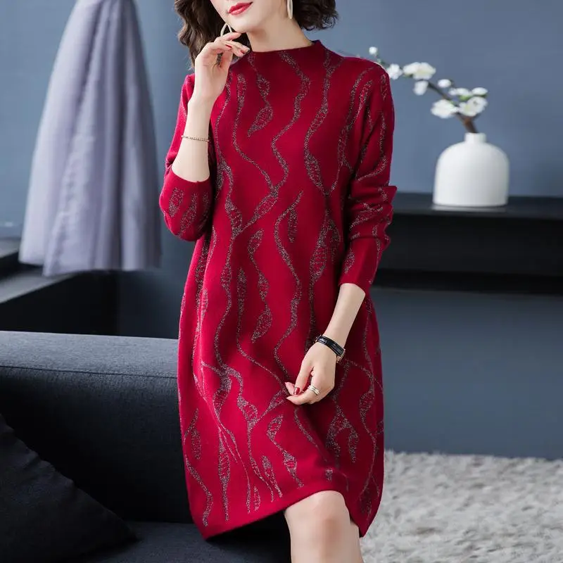 Women's Autumn Winter Clothes Pullover Sweater New Fashion Half High Collar Diamonds Long Sleeve Loose-fitting Mid Length Dress
Women's Autumn Winter Clothes Pullover Sweater New Fashion Half High Collar Diamonds Long Sleeve Loose-fitting Mid Length Dress