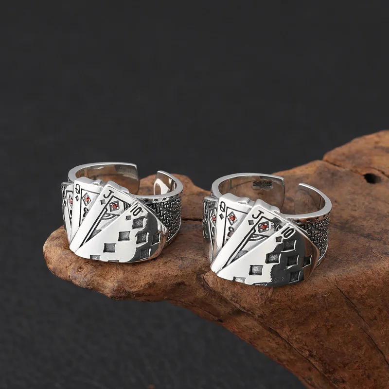 925 sterling silver creative fashion men's and women's couple ring stylish playing card jewelry retro classic ring
925 sterling silver creative fashion men's and women's couple ring stylish playing card jewelry retro classic ring