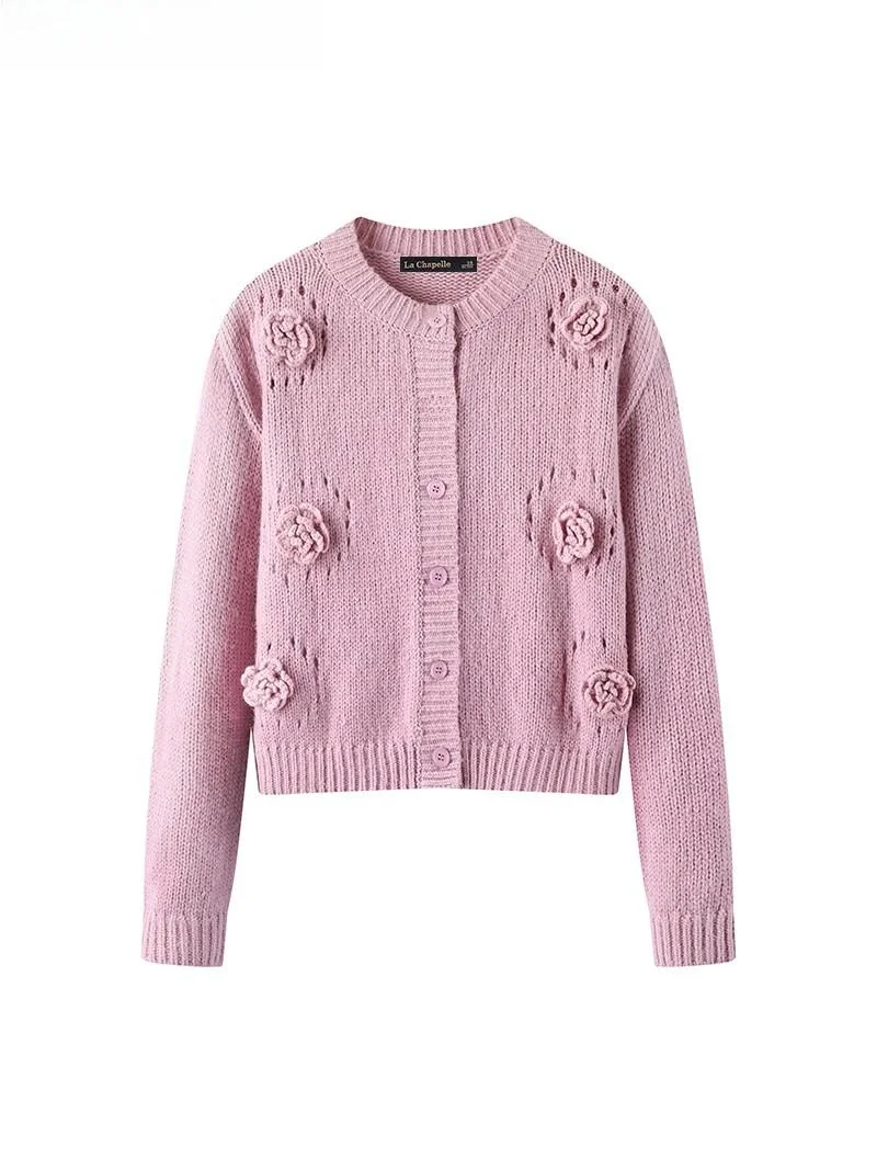 La Chapelle Winter New round Ne Pink Knitted Sweater Hollow out 3D Flower Cardigan Sweet Sle Princ Fit Polyester Fiber
La Chapelle Winter New round Ne Pink Knitted Sweater Hollow out 3D Flower Cardigan Sweet Sle Princ Fit Polyester Fiber