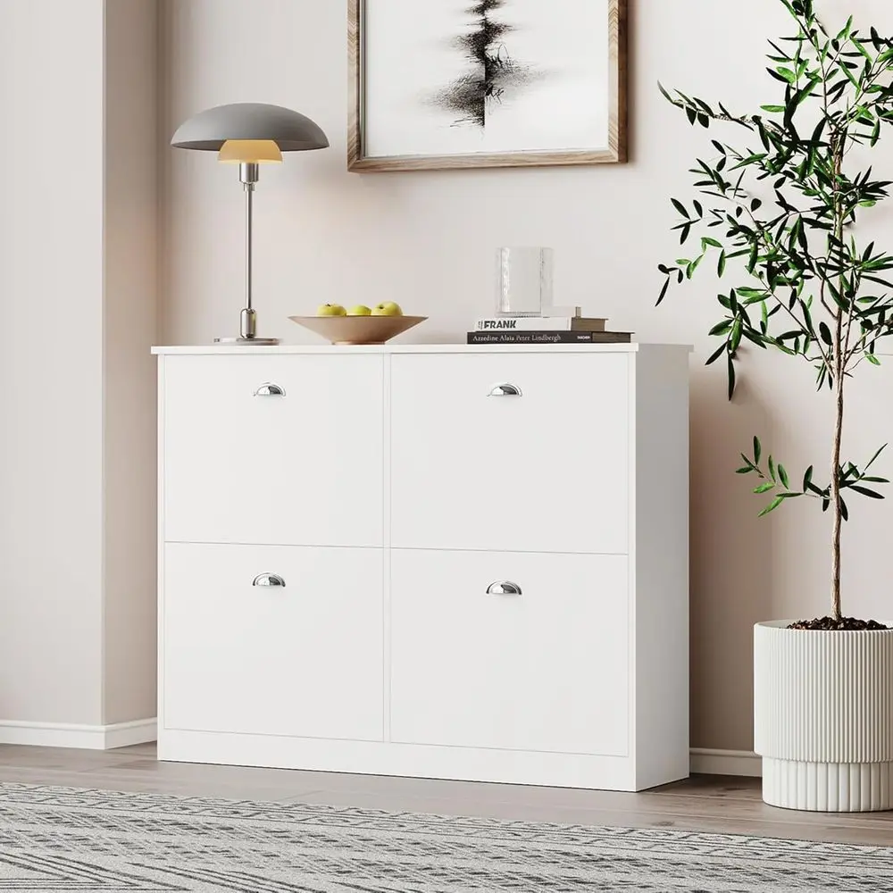 Space-Saving Slim Shoe Rack Cabinet, 4-Tier Storage for Entryway, Hallway, Bedroom in White
Space-Saving Slim Shoe Rack Cabinet, 4-Tier Storage for Entryway, Hallway, Bedroom in White