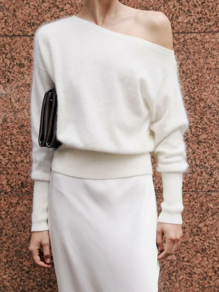 One Shoulder Elegant Knitted Sweaters Pullover Sexy Gray White Women Autunm Winter Long Sleeve Casual Ladies Sweater Jumpers New
One Shoulder Elegant Knitted Sweaters Pullover Sexy Gray White Women Autunm Winter Long Sleeve Casual Ladies Sweater Jumpers New