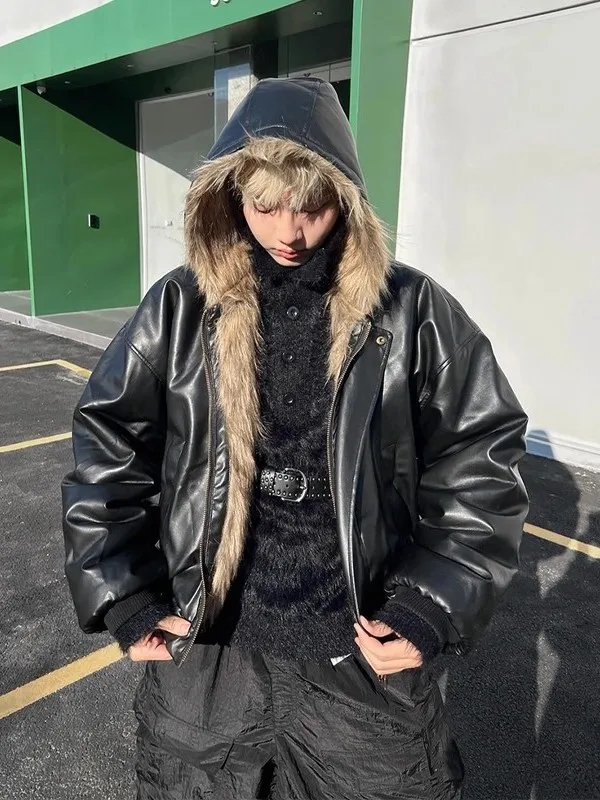 Мужская зимняя куртка большого размера из искусственной кожи с мехом, двусторонняя, теплая, молодежная, с длинными рукавами, на молнии
Мужская зимняя куртка большого размера из искусственной кожи с мехом, двусторонняя, теплая, молодежная, с длинными рукавами, на молнии