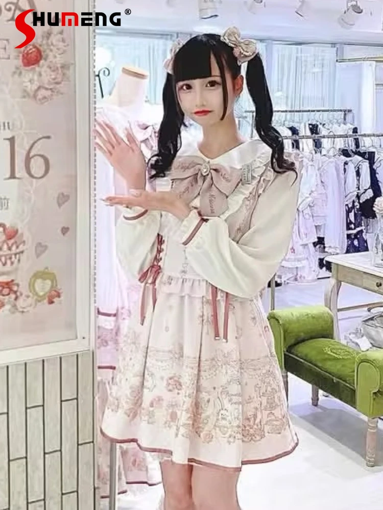2026 Spring Makeup Rabbit Liz Dress Japanese Mass-produced Style Sweet Cute Bow Long-sleeve Lace-up Slim Fit Lolita Dress Women
2026 Spring Makeup Rabbit Liz Dress Japanese Mass-produced Style Sweet Cute Bow Long-sleeve Lace-up Slim Fit Lolita Dress Women