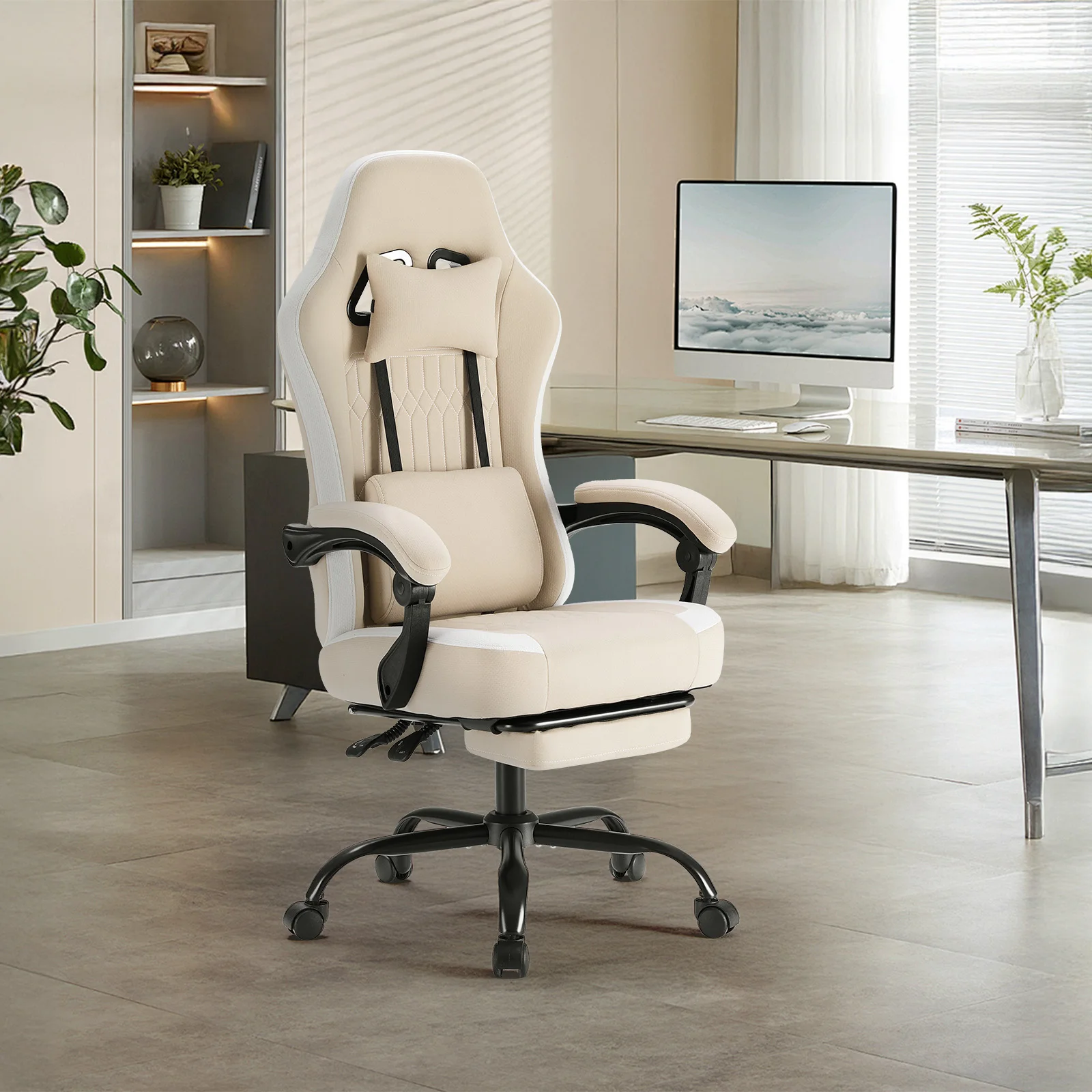 MCQ Ergonomic Office Gaming Chair 360° Swivel Multi Functional Adjustable Video Game Chair with Footrest and Lumbar Support
MCQ Ergonomic Office Gaming Chair 360° Swivel Multi Functional Adjustable Video Game Chair with Footrest and Lumbar Support
