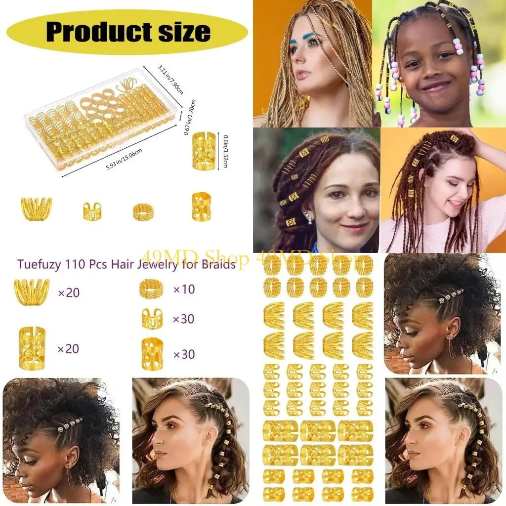 49MD 110lots Hair Decoration Bundle Multipacks Braid Loc Embellishments Hair Rings
49MD 110lots Hair Decoration Bundle Multipacks Braid Loc Embellishments Hair Rings