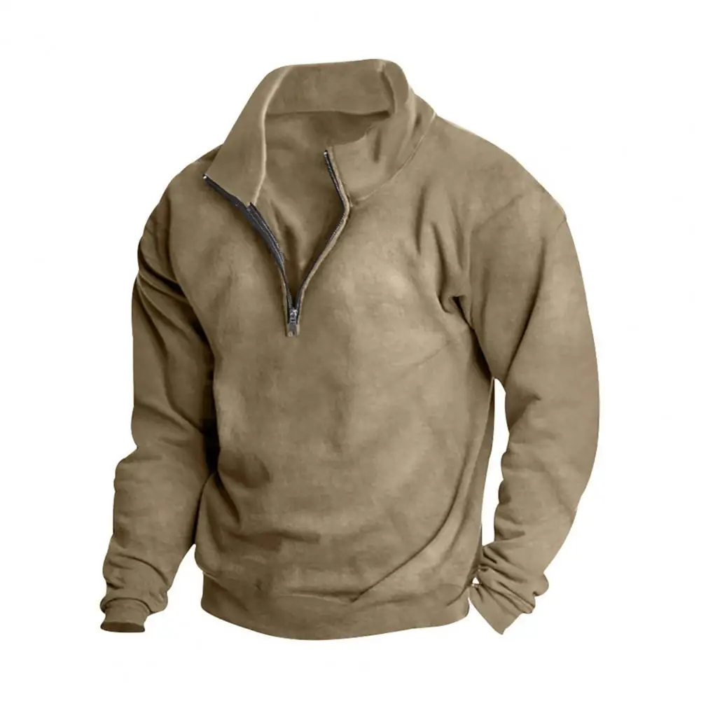 Long-sleeved Sweatshirt Stylish Men's Half Zipper Sweatshirt for Sport Travel Solid Color Pullover with Stand Collar for Office
Long-sleeved Sweatshirt Stylish Men's Half Zipper Sweatshirt for Sport Travel Solid Color Pullover with Stand Collar for Office