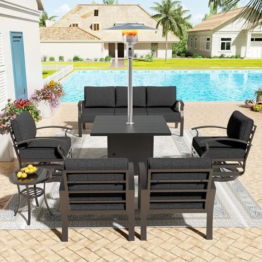 Aluminum Patio Furniture Set 7 Pieces 7 Seat Metal Outdoor Furniture Conversation Set w/Patio Square Table Heater &Swivels
Aluminum Patio Furniture Set 7 Pieces 7 Seat Metal Outdoor Furniture Conversation Set w/Patio Square Table Heater &Swivels