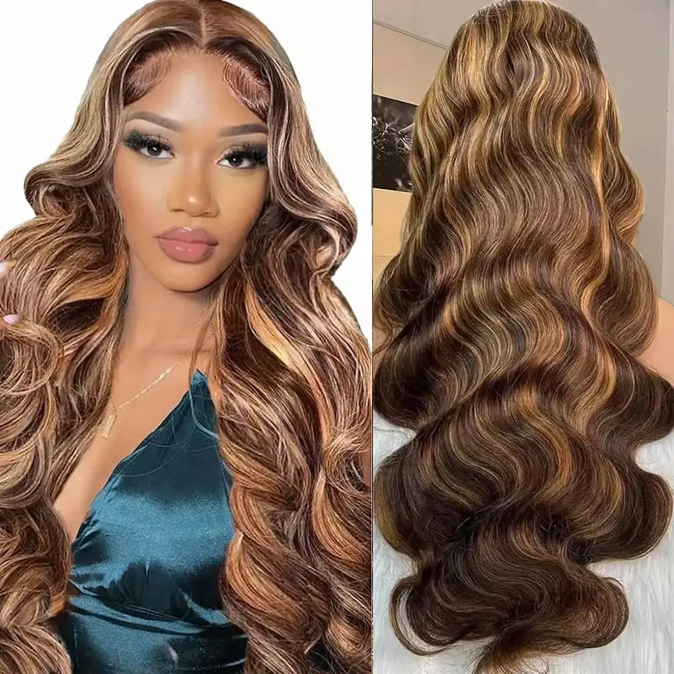 200 Density 4/27 Highlight Brown Color Body Wave 13x4 13x6 HD Lace Front Wigs Transparent HD Lace Frontal Wigs Human Hair Wigs
200 Density 4/27 Highlight Brown Color Body Wave 13x4 13x6 HD Lace Front Wigs Transparent HD Lace Frontal Wigs Human Hair Wigs