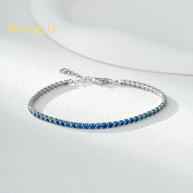 Shining U S925 Silver Full Blue Clear Zircon Gems Tennis Bracelet for Women Fine Jewelry Gift
Shining U S925 Silver Full Blue Clear Zircon Gems Tennis Bracelet for Women Fine Jewelry Gift