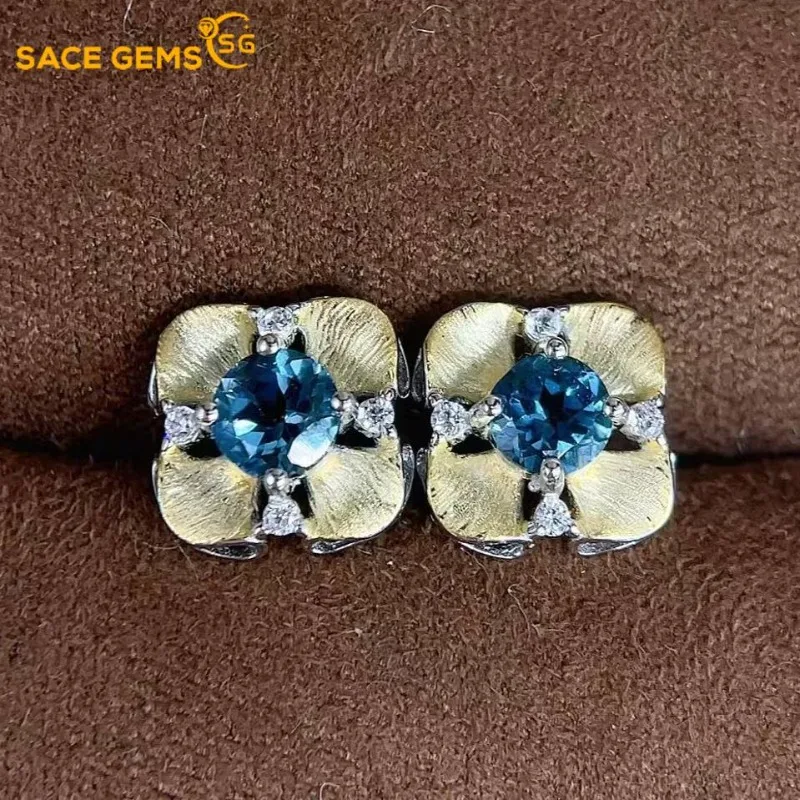 SACEGEMS 925Sterling Silver Earrings for Women 5MM Natual London Blue Topaz Stud Earrings Engagement Cocktail Party Fine Jewelry
SACEGEMS 925Sterling Silver Earrings for Women 5MM Natual London Blue Topaz Stud Earrings Engagement Cocktail Party Fine Jewelry
