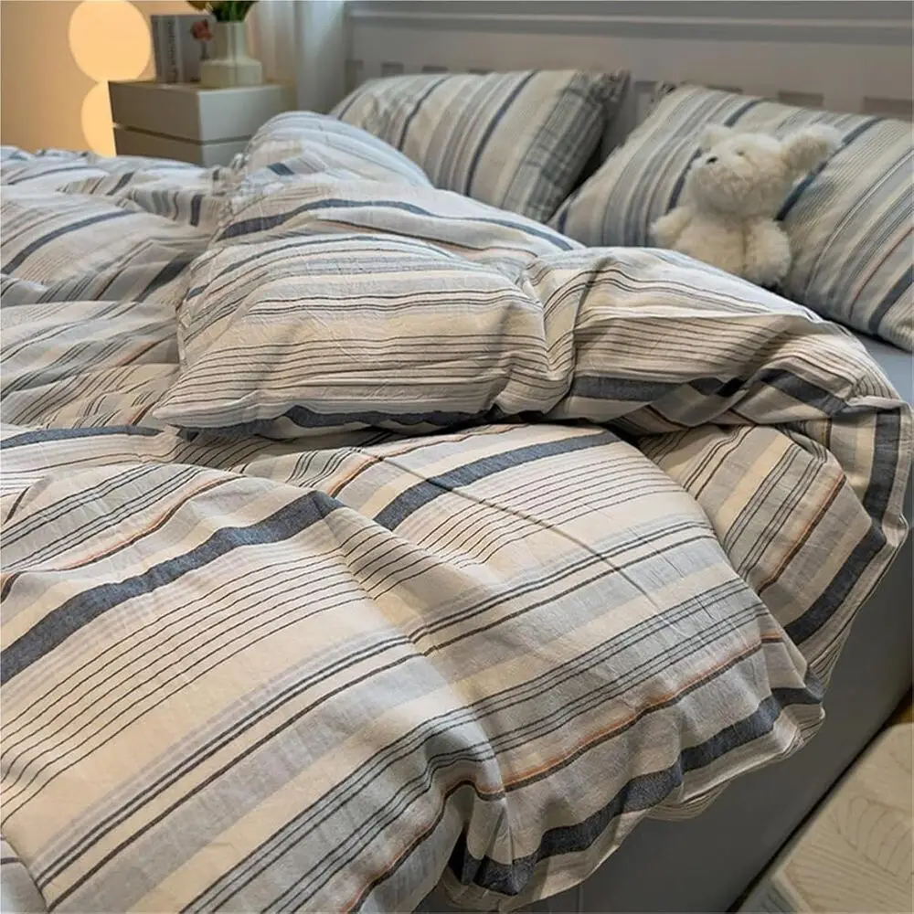 Striped Duvet Cover Set Queen Size, Sot Washed Cotton Bedding 4-Piece with Zipper Closure, Breathable Textured Comorter Cover or
Striped Duvet Cover Set Queen Size, Sot Washed Cotton Bedding 4-Piece with Zipper Closure, Breathable Textured Comorter Cover or
