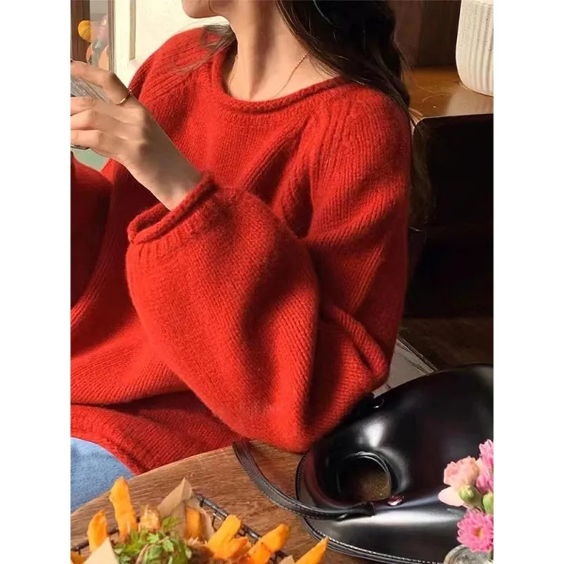 Красный женский свитер: Новинка весна-осень, мягкий базовый слой, французский стиль, свободный крой, длинный рукав, круглый вырез, однотонный
Красный женский свитер: Новинка весна-осень, мягкий базовый слой, французский стиль, свободный крой, длинный рукав, круглый вырез, однотонный
