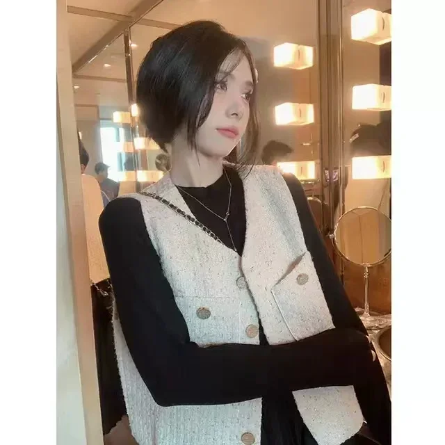 Корейские майки 925, пальто Ropa Mujer, жилет для женщин, винтажный жилет без рукавов с v-образным вырезом и карманами, темпераментные укороченные топы, модные
Корейские майки 925, пальто Ropa Mujer, жилет для женщин, винтажный жилет без рукавов с v-образным вырезом и карманами, темпераментные укороченные топы, модные