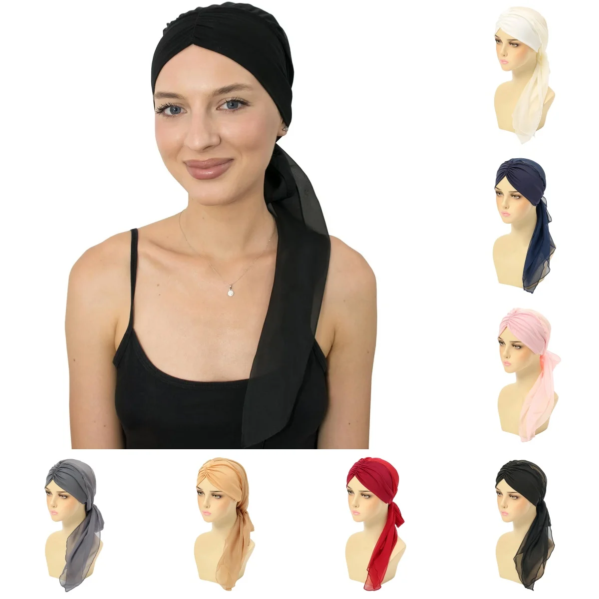 Женский мусульманский тюрбан, хиджаб, химиотерапия, однотонная шапка от выпадения волос, платок на голову, эластичная бандана, предварительно завязанный головной убор
Женский мусульманский тюрбан, хиджаб, химиотерапия, однотонная шапка от выпадения волос, платок на голову, эластичная бандана, предварительно завязанный головной убор