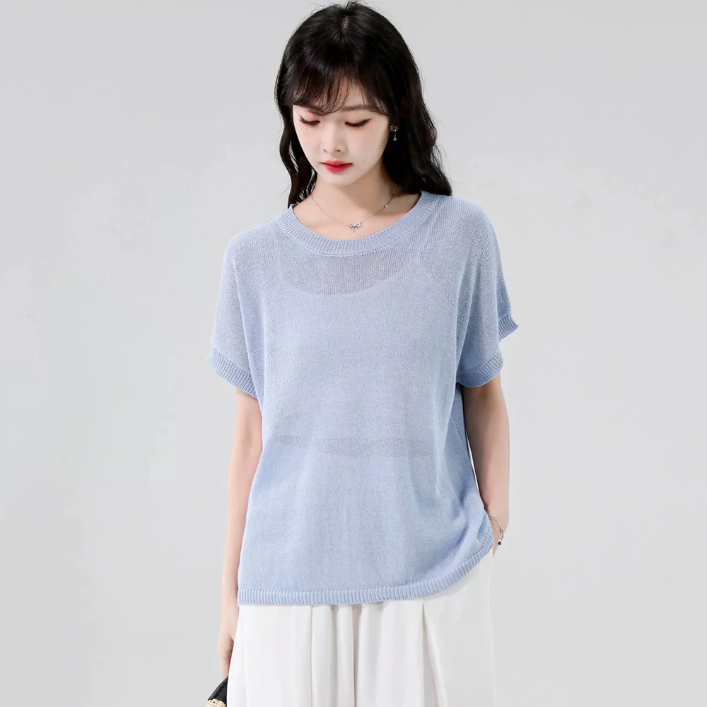 New Women Summer Thin Knitted T-shirt Fashion O-Neck Short Loose Daily Knitting Pullover Casual Simplicity Basic T-shirt
New Women Summer Thin Knitted T-shirt Fashion O-Neck Short Loose Daily Knitting Pullover Casual Simplicity Basic T-shirt