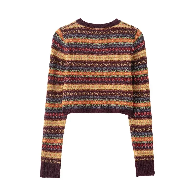 Women Slimming Buttons Decoration Sweater Female Casual Wear Autumn Geometric Pattern Long Sleeve Jacquard Knitted Short Coat
Women Slimming Buttons Decoration Sweater Female Casual Wear Autumn Geometric Pattern Long Sleeve Jacquard Knitted Short Coat