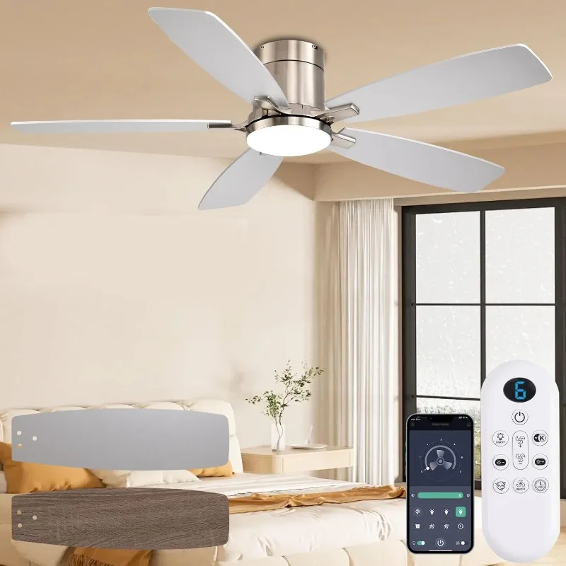 52 inch Ceiling Fans with Lights, Flush Mount Ceiling Fan with Light and Remote/APP Control, DC Motor, Dimmable LED, Noiseless,
52 inch Ceiling Fans with Lights, Flush Mount Ceiling Fan with Light and Remote/APP Control, DC Motor, Dimmable LED, Noiseless,