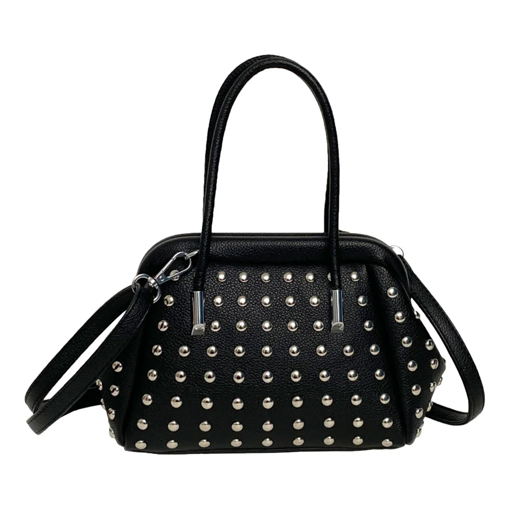 Women PU Trendy Carrying Bag Solid Color Studded Handbag Adjustable Strap Punk Style Satchel Purse Zipper Closure Chic Hobo Bag
Women PU Trendy Carrying Bag Solid Color Studded Handbag Adjustable Strap Punk Style Satchel Purse Zipper Closure Chic Hobo Bag