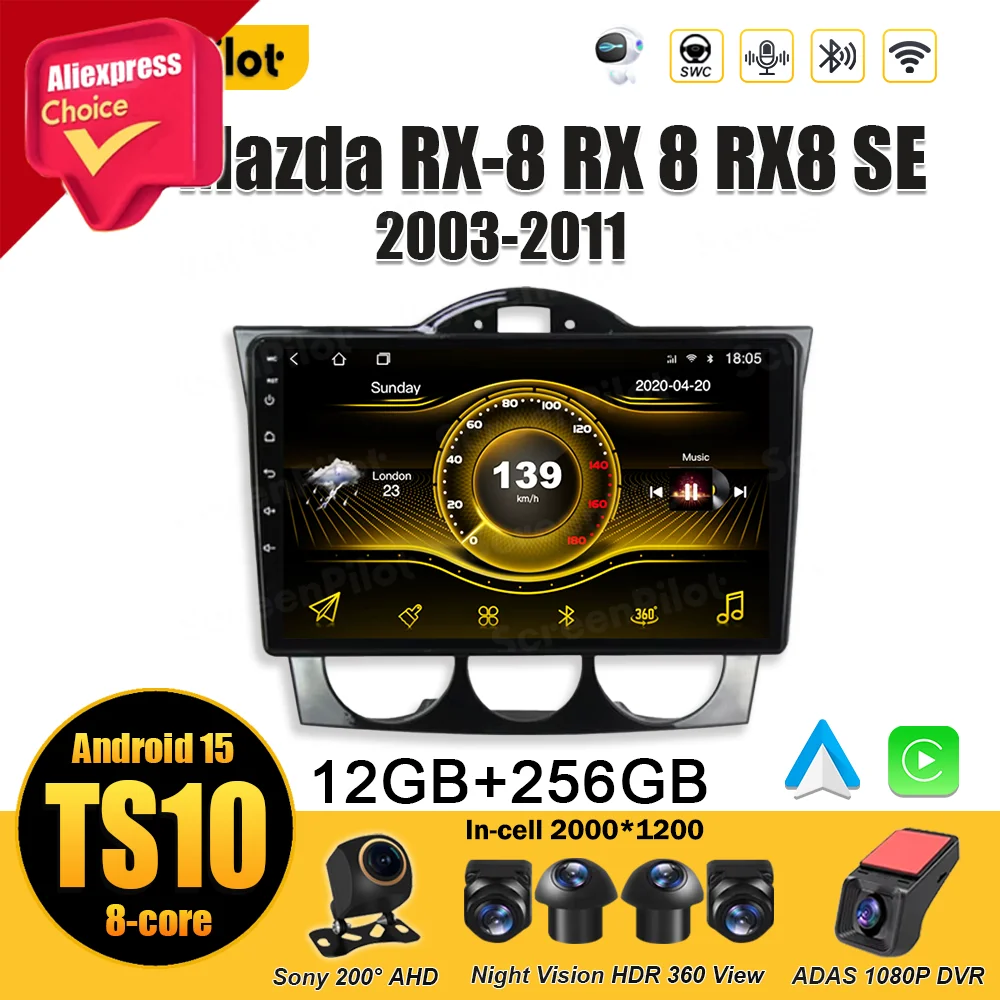 Android 15 For Mazda RX-8 RX 8 RX8 SE 2003-2011 Car Radio GPS Navigation Multimedia Video Player Wireless Android Auto 8 Core 5G
Android 15 For Mazda RX-8 RX 8 RX8 SE 2003-2011 Car Radio GPS Navigation Multimedia Video Player Wireless Android Auto 8 Core 5G