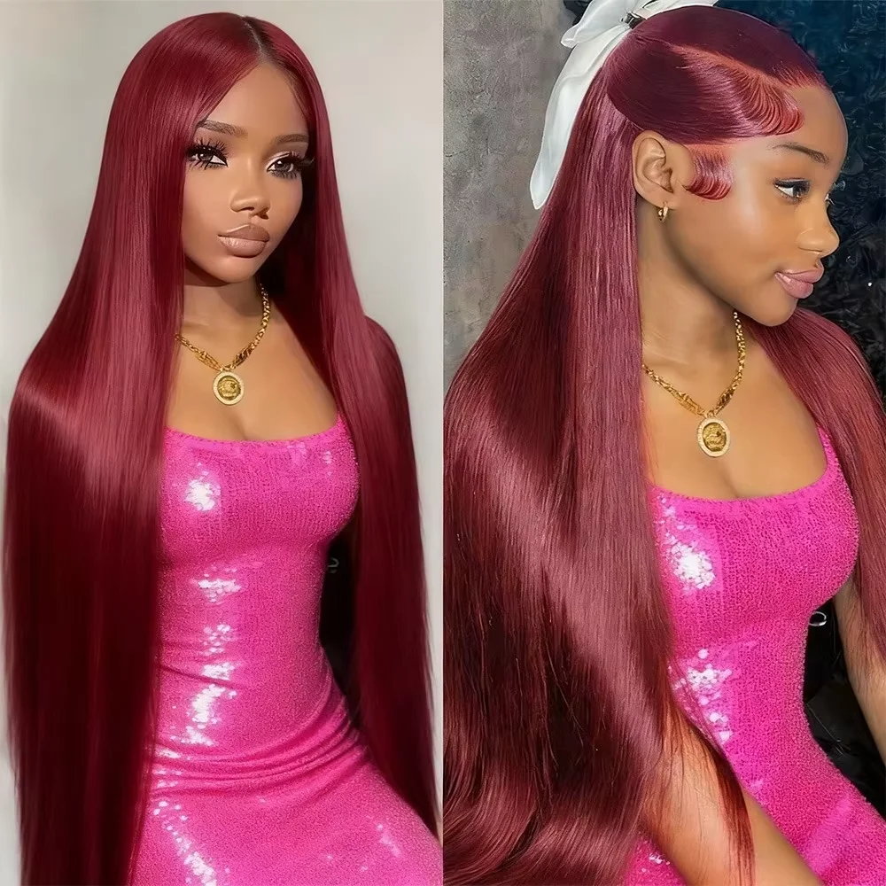 99J Burgundy Wine Red Virgin Bone Straight Human Hair Wigs 13x6 Ear To Ear HD Transparent Swiss Lace Frontal Deep Part Pre Cut Lace Pre Plucked Hairline Baby Hair Pre Bleached Knots Glueless 200 High Density
99J Burgundy Wine Red Virgin Bone Straight Human Hair Wigs 13x6 Ear To Ear HD Transparent Swiss Lace Frontal Deep Part Pre Cut Lace Pre Plucked Hairline Baby Hair Pre Bleached Knots Glueless 200 High Density