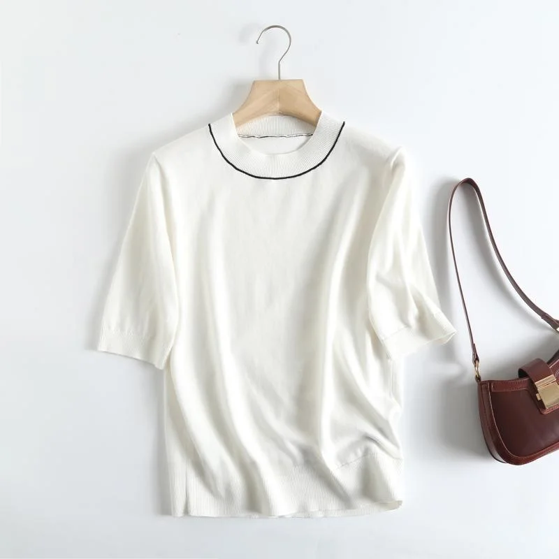 Nordic Sle Women's Knitted ort Sve round Ne Top Thin Design Versatile Color Blo Summer Faion Casual Wear
Nordic Sle Women's Knitted ort Sve round Ne Top Thin Design Versatile Color Blo Summer Faion Casual Wear