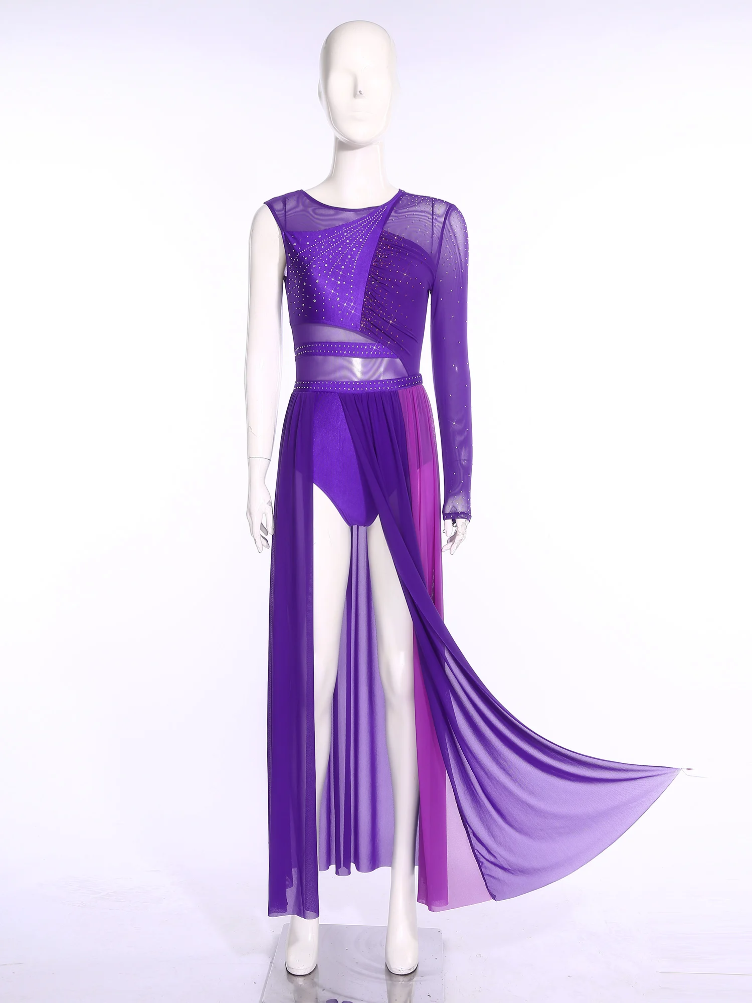 Womens Adult Ballet Lyrical Costume Contemporary Dress Rhinestones Side Split Mesh Dress Stage Performance Clothes Dance Wear
Womens Adult Ballet Lyrical Costume Contemporary Dress Rhinestones Side Split Mesh Dress Stage Performance Clothes Dance Wear
